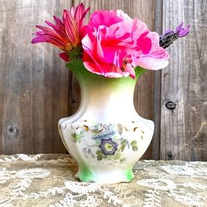 Victorian Vase With Floral & Gold Embellishment